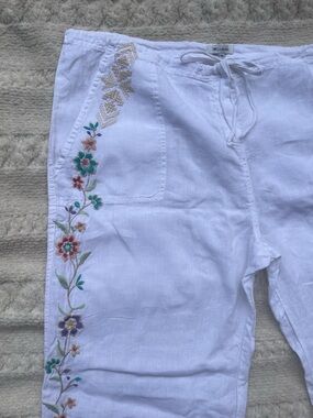 Johnny Was Embroidered Linen Pant